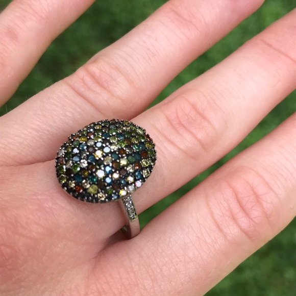 925 Sterling Silver Multi Color Moissanite Ring - Picture 8 of 8